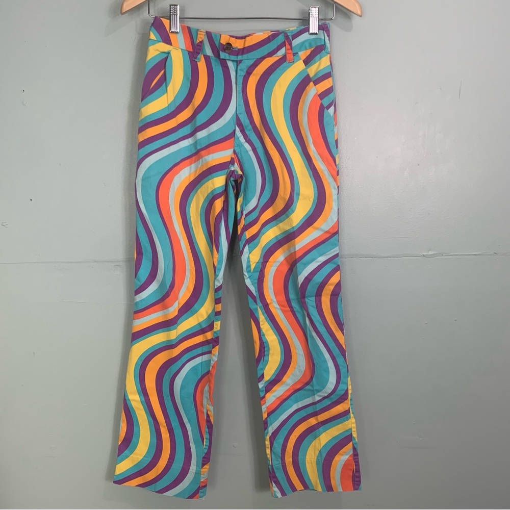Loudmouth Golf Pants Psychadelic Swirl Spiral Rainbow Groovy sz 28